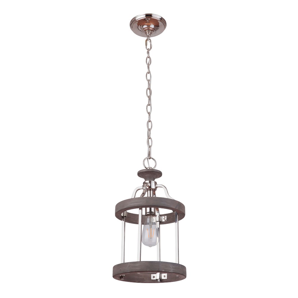 Lámpara colgante E27 Ramona de metal niquel/wood