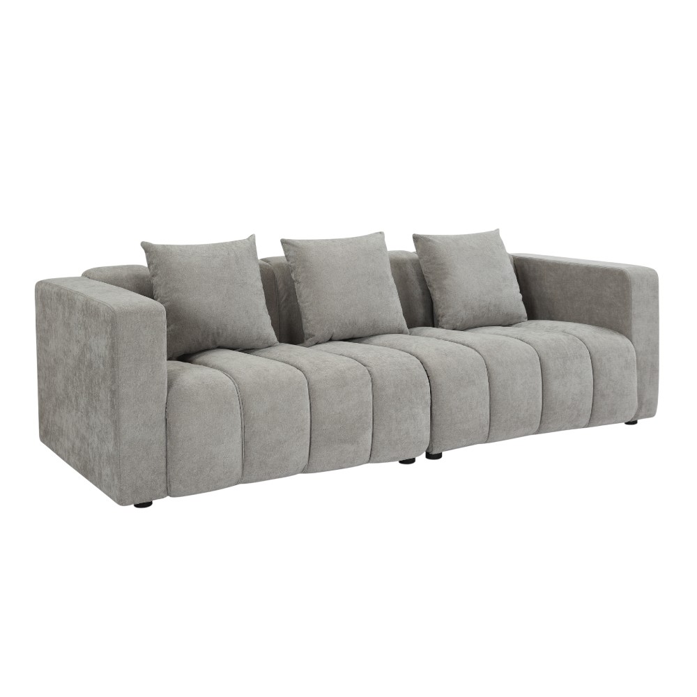 Sofá Aura 3 puestos de tela gris