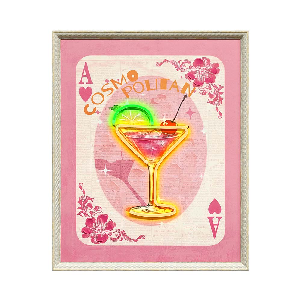 Cuadro 53x63 Póker Women rosa + luz led