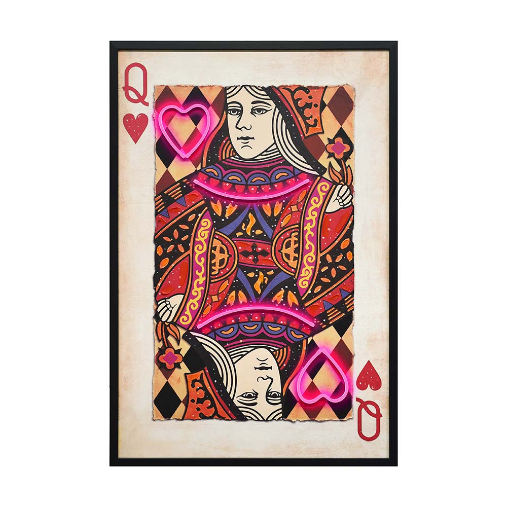 Cuadro 63x93 Queen of Hearts rosa + luz led
