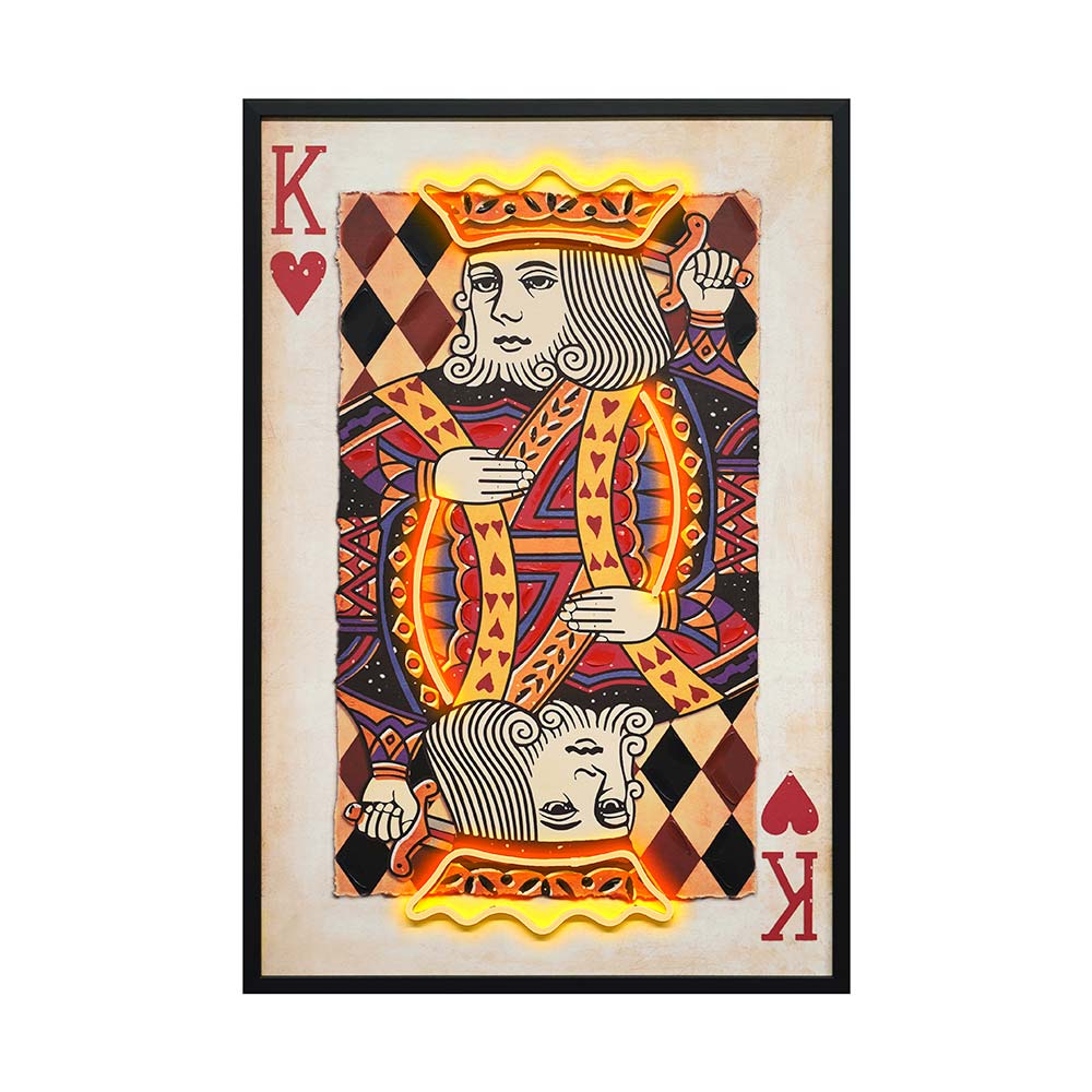 Cuadro 63x93 King of Hearts naranja + luz led