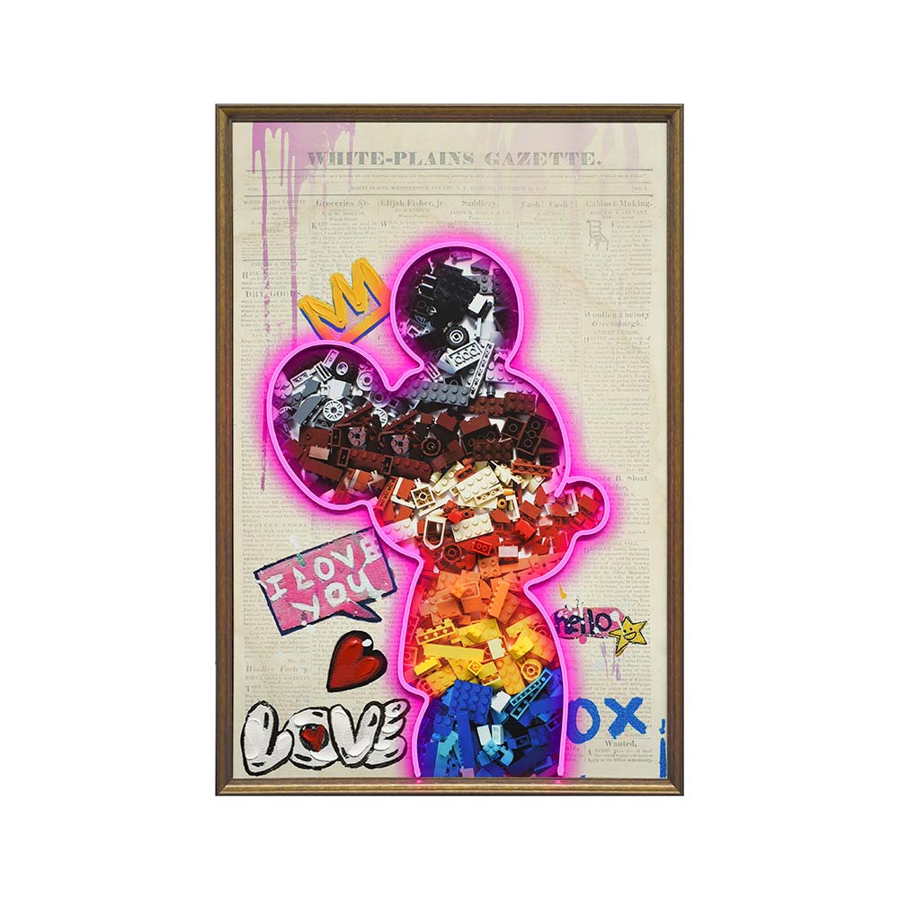 Cuadro 63x93 Mickey colorido + luz led