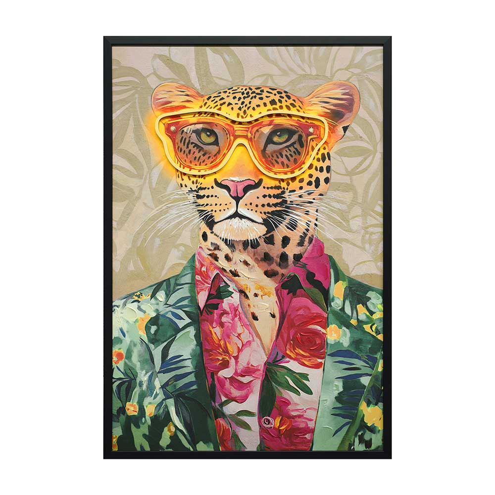 Cuadro 83x93 Tiger con gafas + luz led