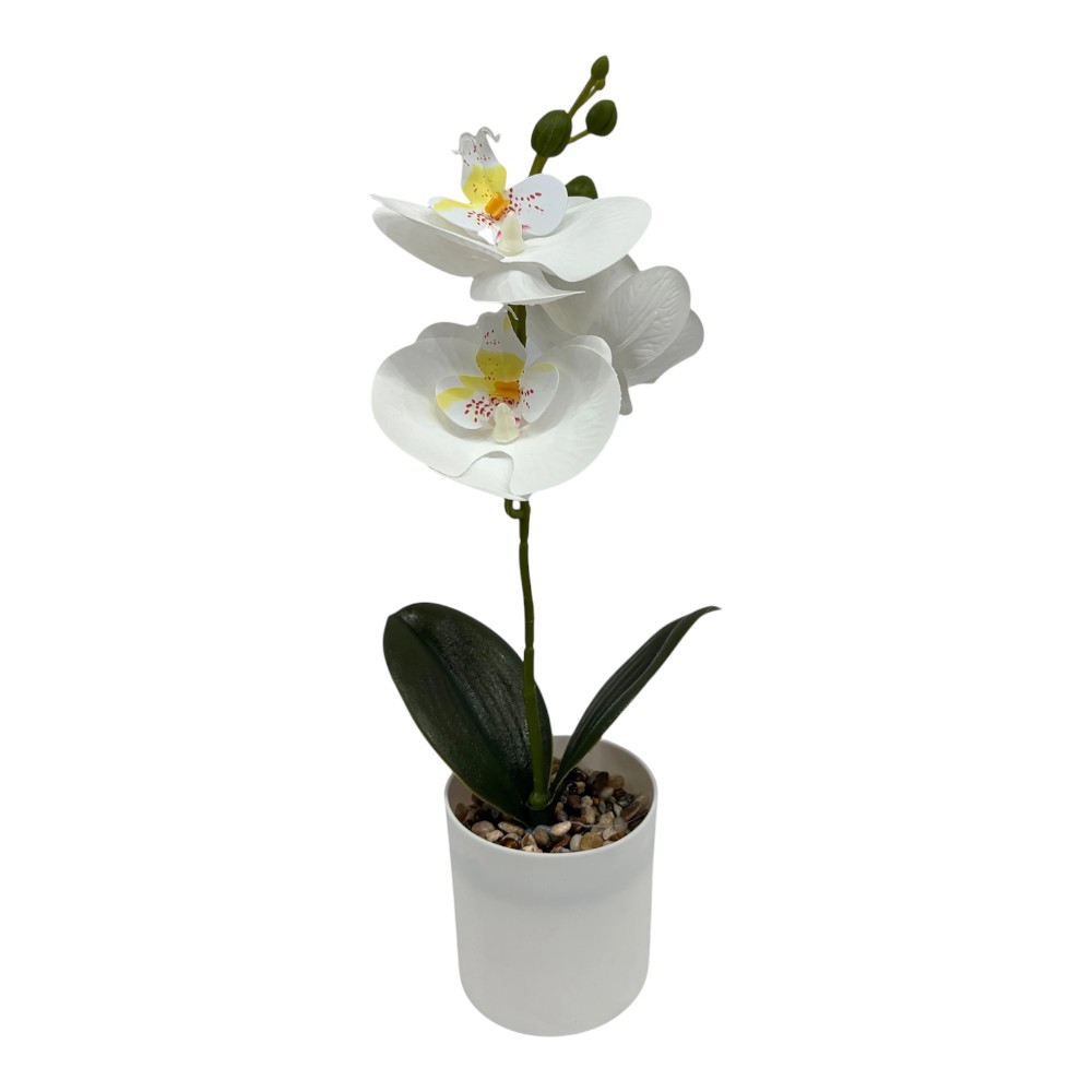 Orquídea artificial blanca con macetero H:34cm
