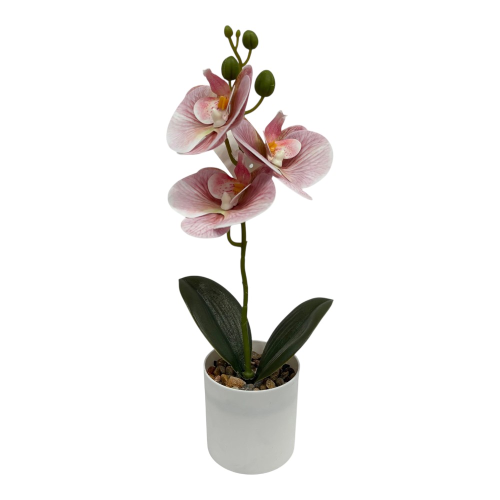 Orquídea artificial rosa con macetero H:34cm