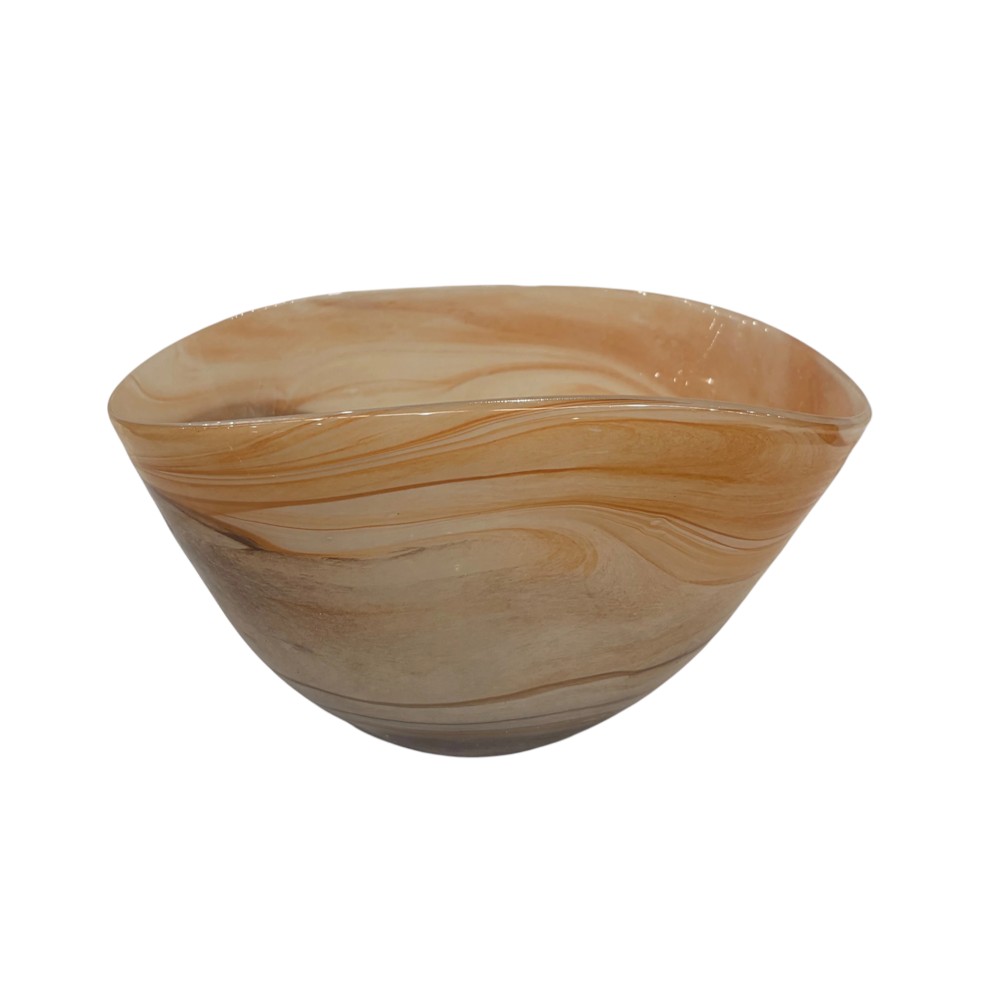 Bowl decorativo de vidrio marmoleado beige 24cm