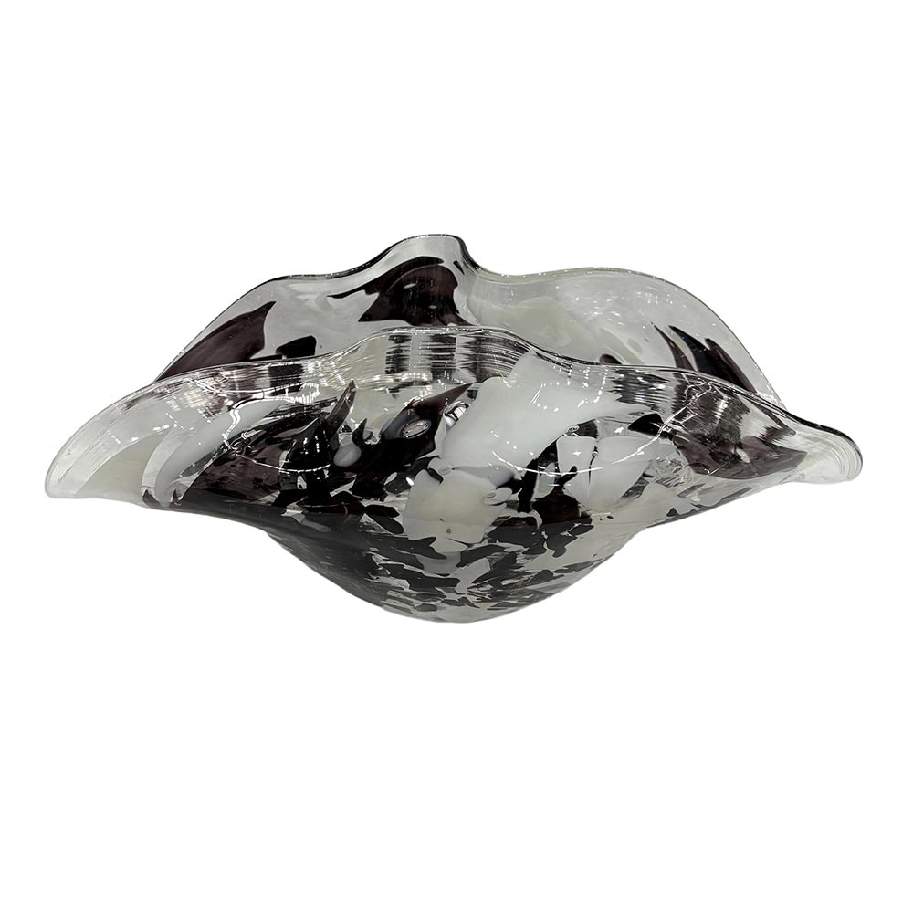 Bowl decorativo de vidrio marmoleado blanco/negro