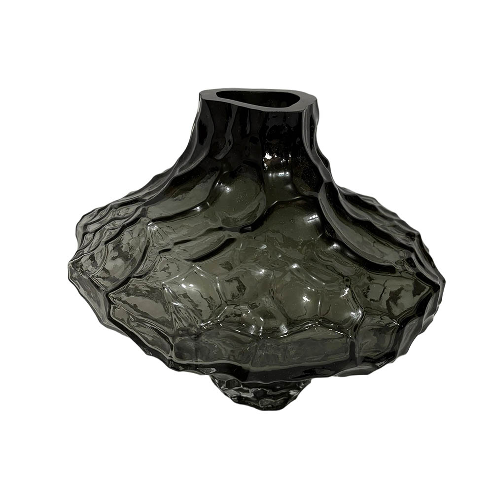 Florero Alma de vidrio texturizado azul marino 23cm