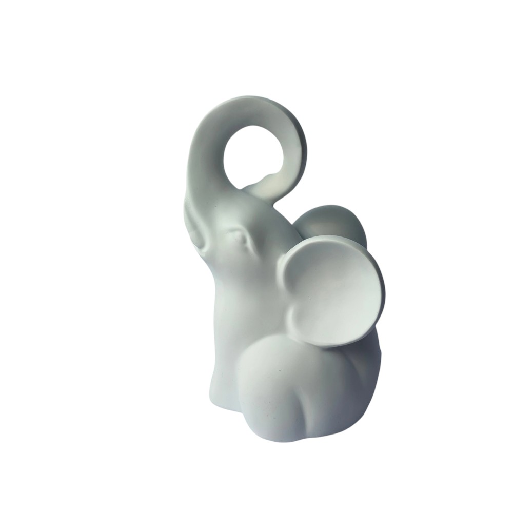 Figura Elefante de resina color blanco 19cm