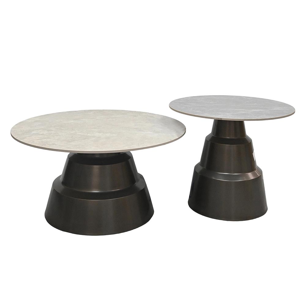 Set x2 mesas de centro redondas Clame top de cerámica