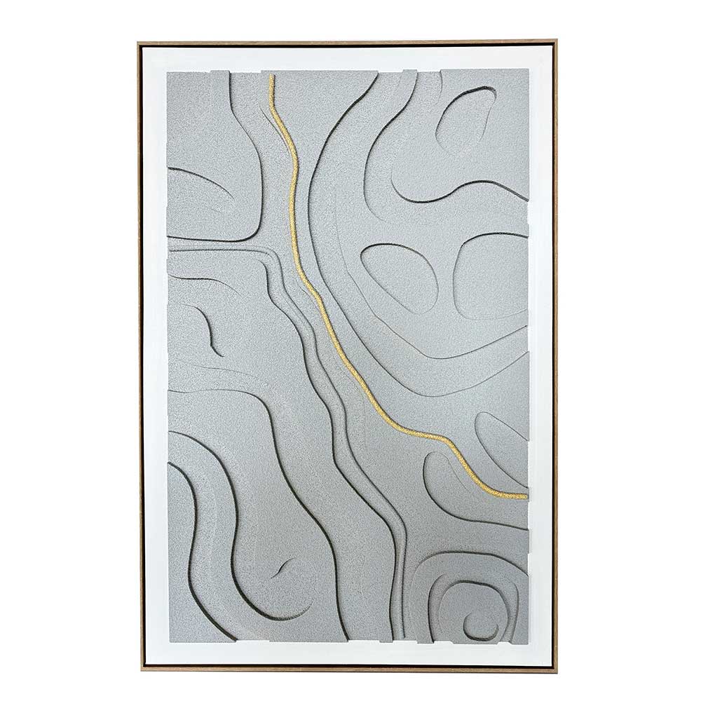 Cuadro 80x120 Curves II con relieve gris/blanco