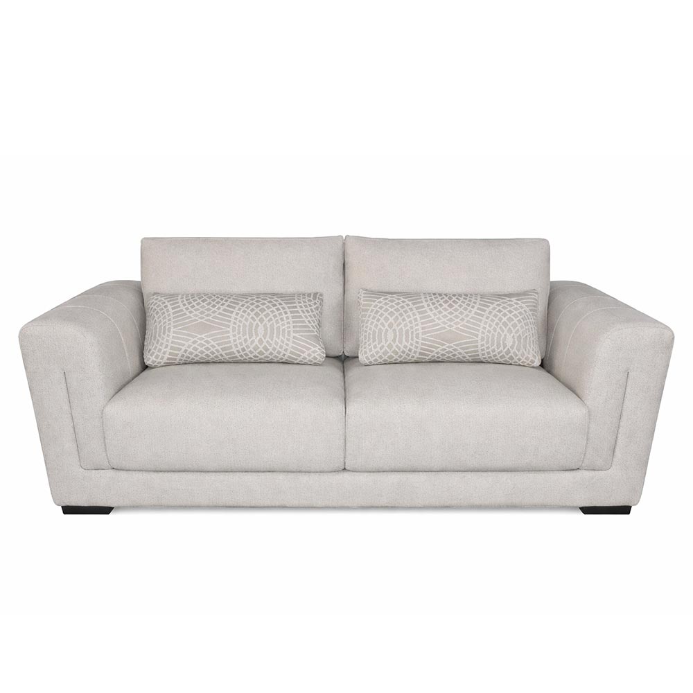 Sofá Iris 2 puestos de tela beige + cojín lumbar