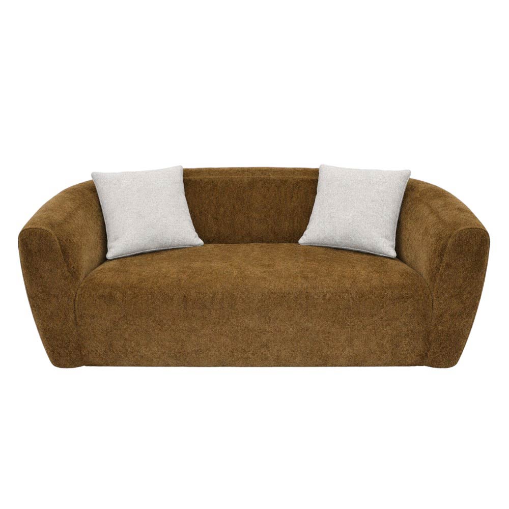 Sofá Moris 2 puestos tapiz café + cojines