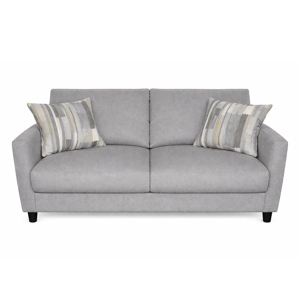 Sofá Nora 2 puestos tela gris + cojines