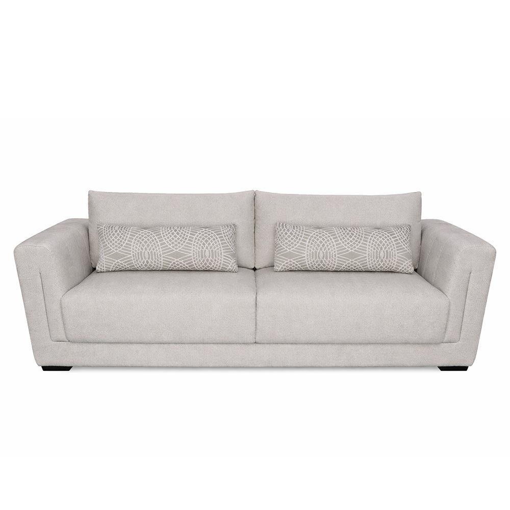 Sofá Iris 3 puestos tela beige + cojín lumbar