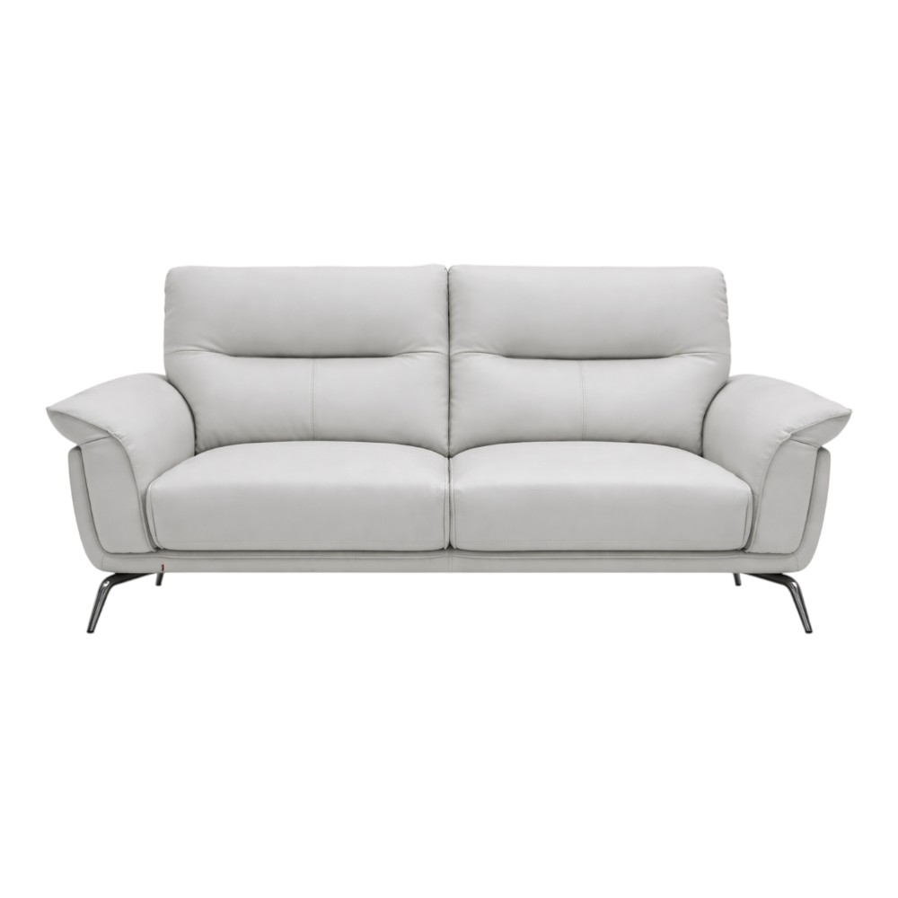 Sofá Livia 2 puestos de tapiz tipo cuero gris claro