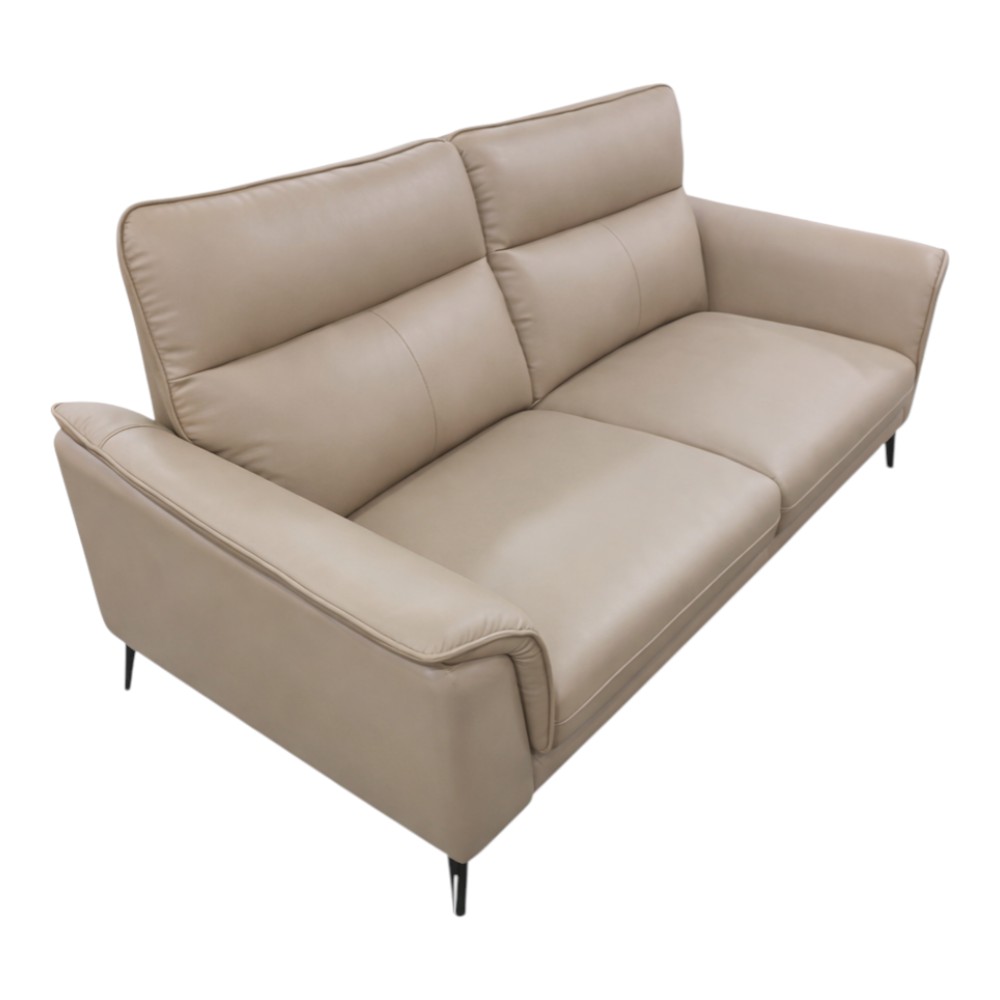 Sofá Charlotte 3 puestos de tapiz tipo cuero taupe