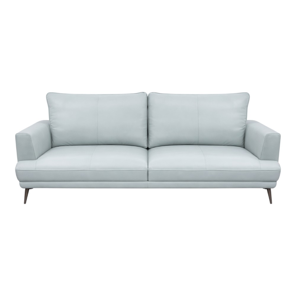 Sofá Maryl 3 puestos de tapiz tipo cuero gris azulado