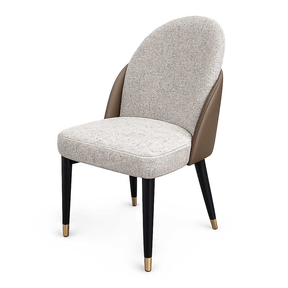 Silla de comedor Banu mitad tela/PU beige/taupe