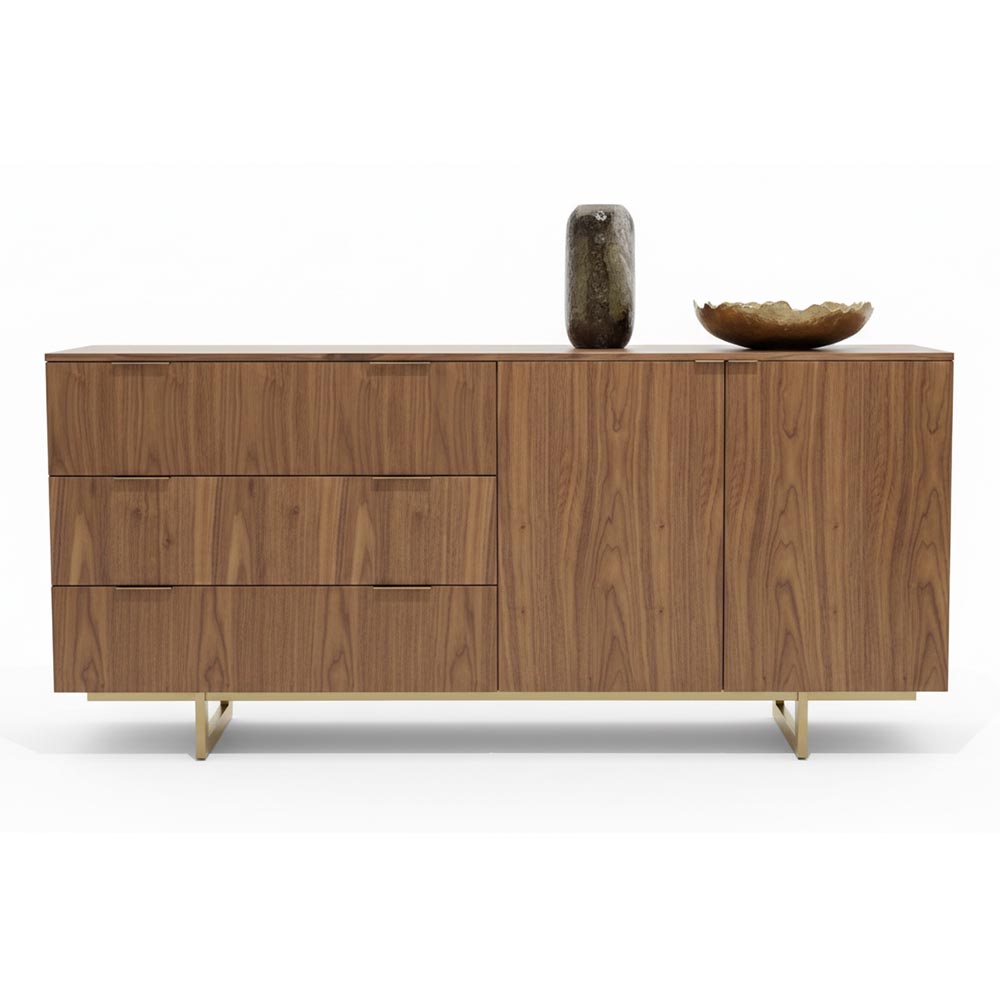 Bufetera Abel 180 nogal con tiraderas champagne