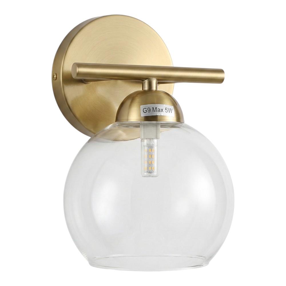 Aplique de pared G9 Sara brass y vidrio clear