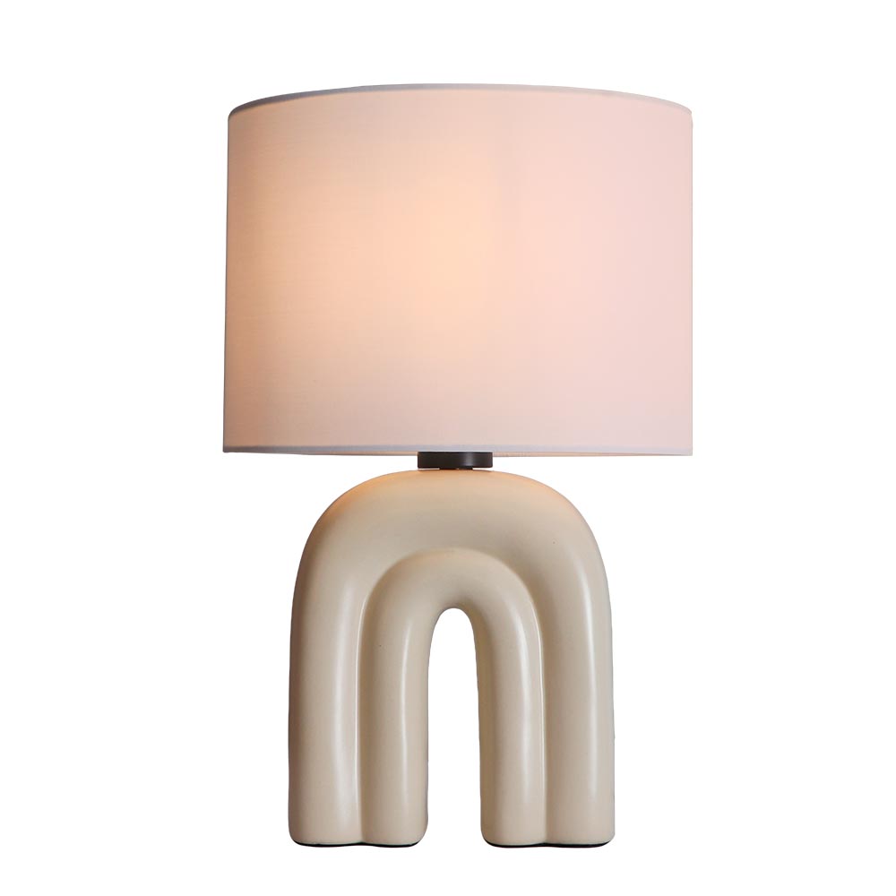 Lámpara de mesa E27 Lilian cerámica beige