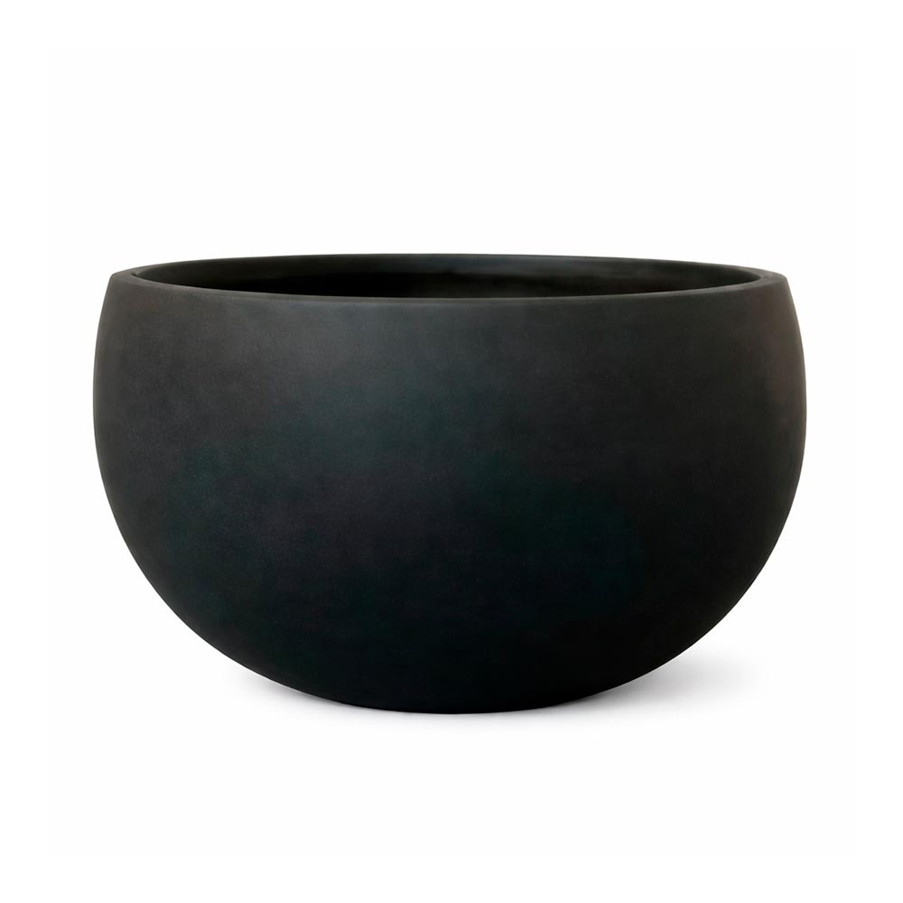 Macetero Cyra de fibra mineral negro tipo bowl 33cm