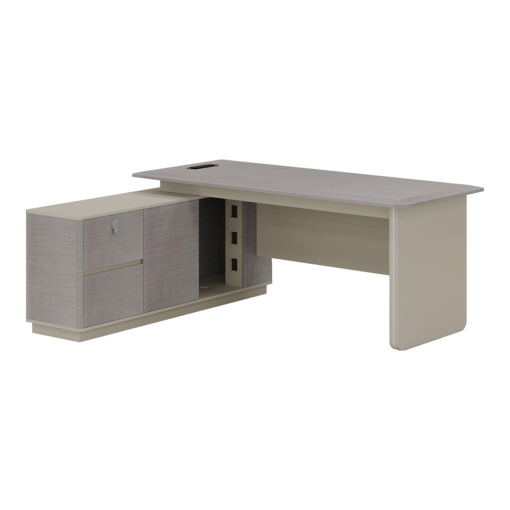 Escritorio en L con credenza Will gris/beige 160x160cm