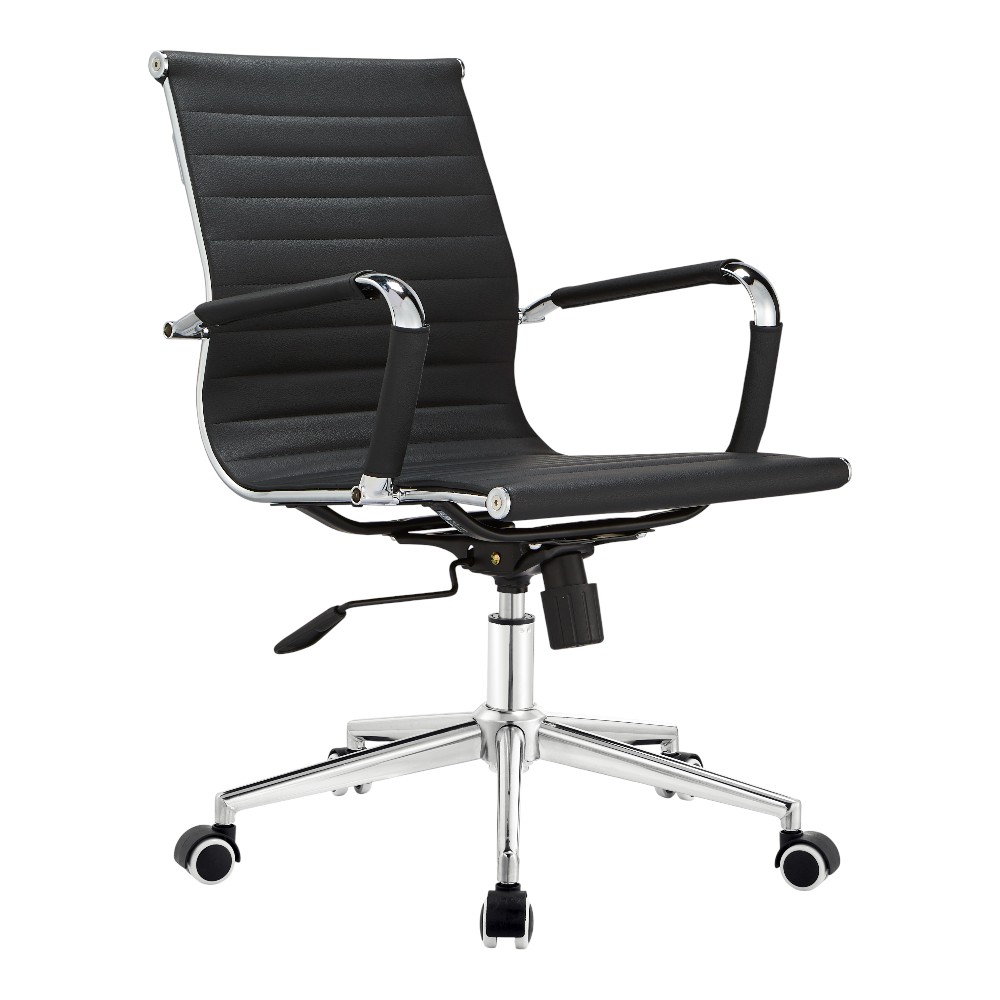 Silla de escritorio giratoria c/ruedas Tom tipo piel negro