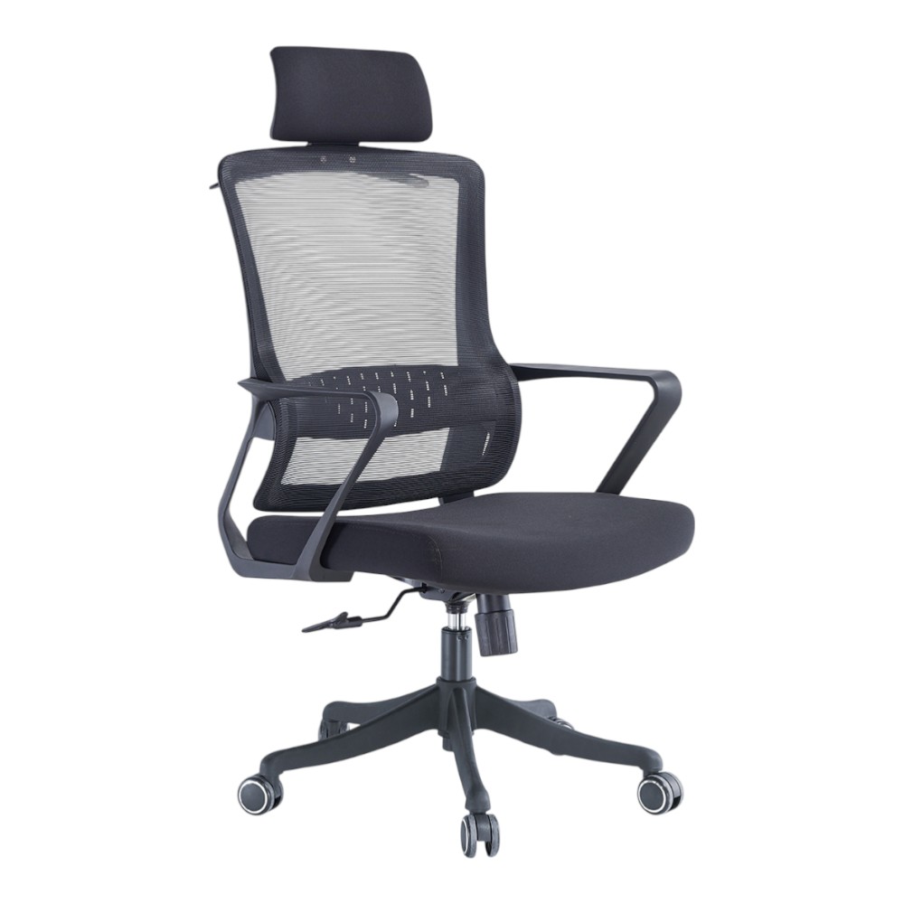 Silla escritorio giratoria c/ruedas reposacabeza negro