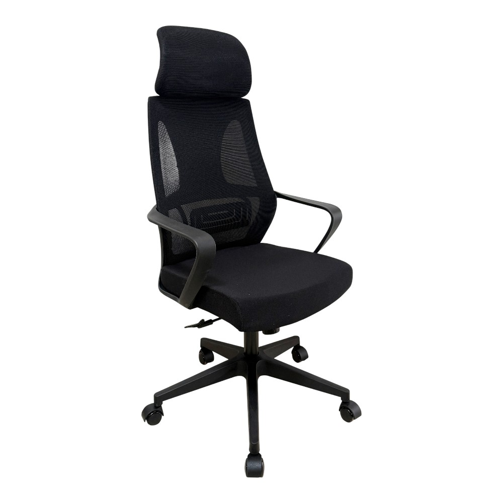 Silla escritorio giratoria c/ruedas reposacabeza negro
