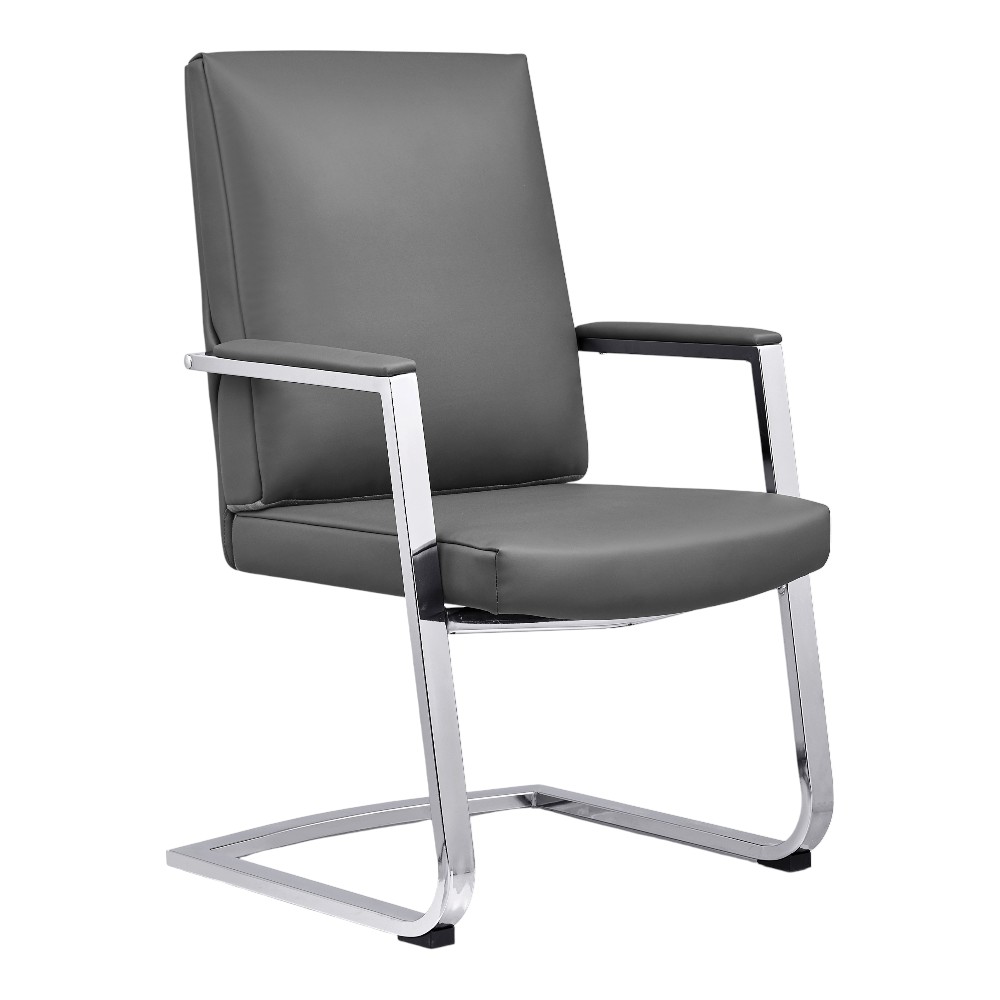 Silla de espera Johnny de tapiz tipo piel gris