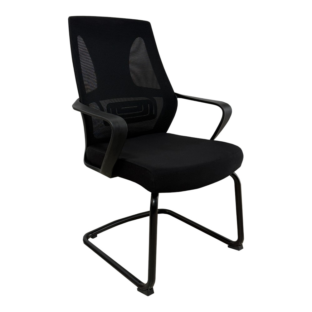 Silla de espera Roberth negro con base metálica