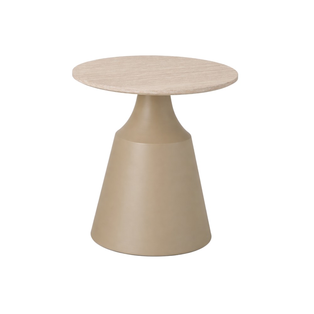 Mesa auxiliar redonda Gwen wood/beige 50x49cm