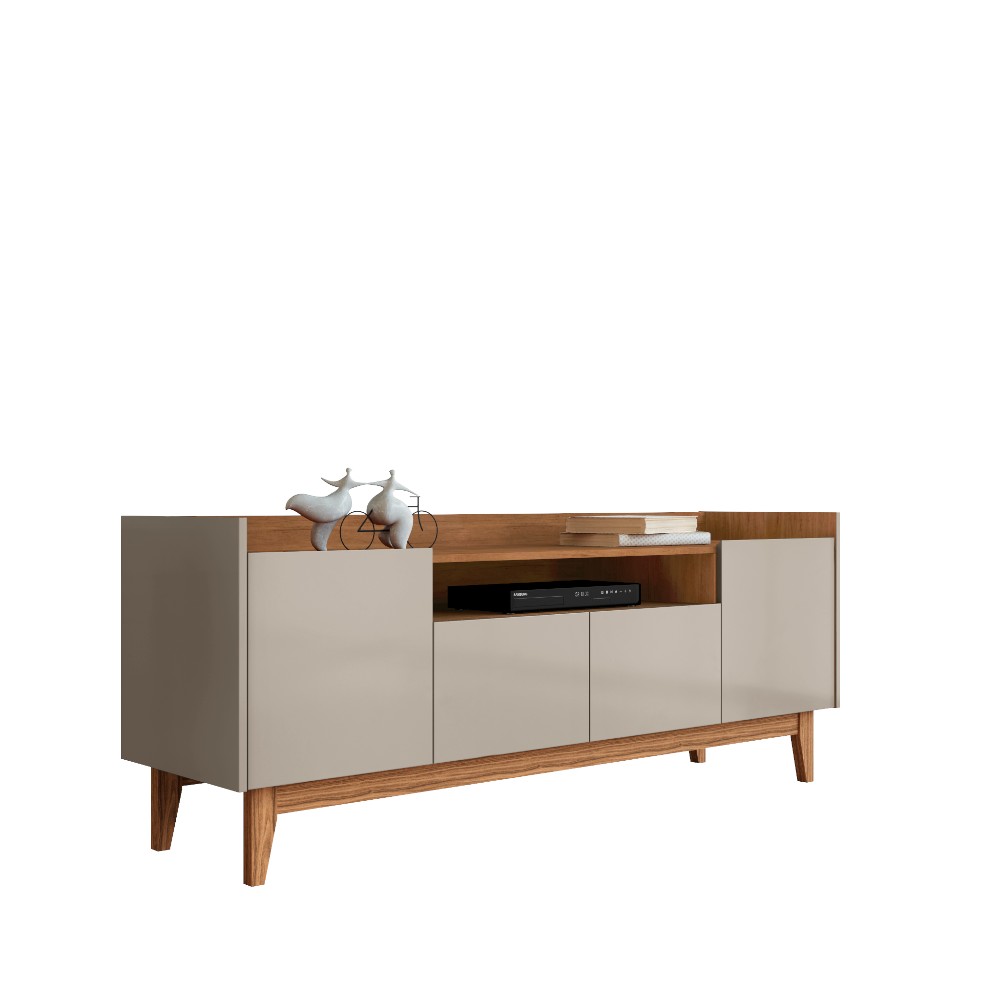 Mueble Rack para TV hasta 70" Gael off white/cedro