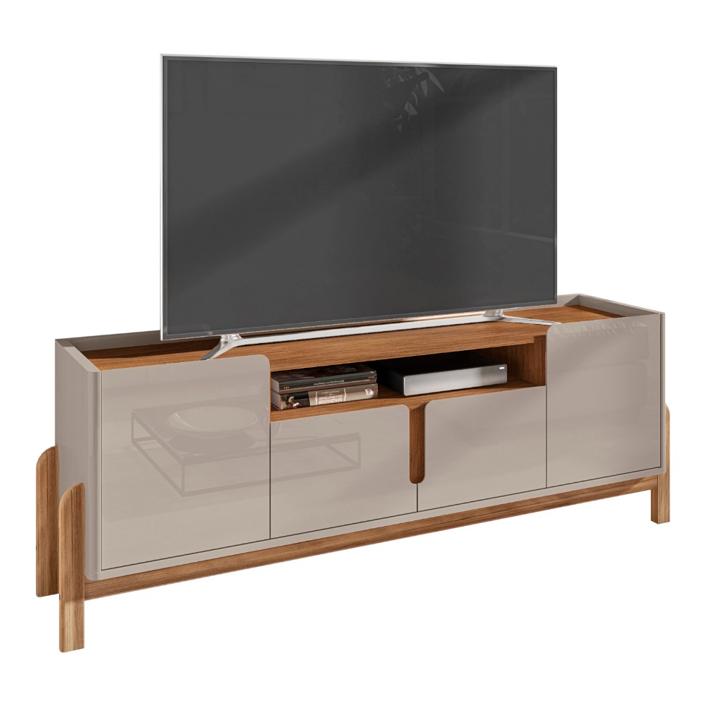 Mueble Rack para TV hasta 70" Enzo off white/cedro