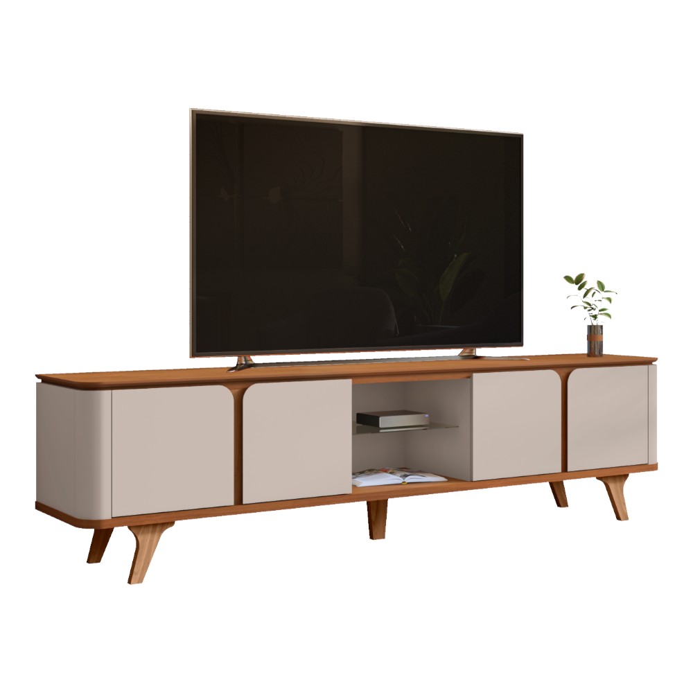 Mueble Rack para TV hasta 75" Noa off white/cedro