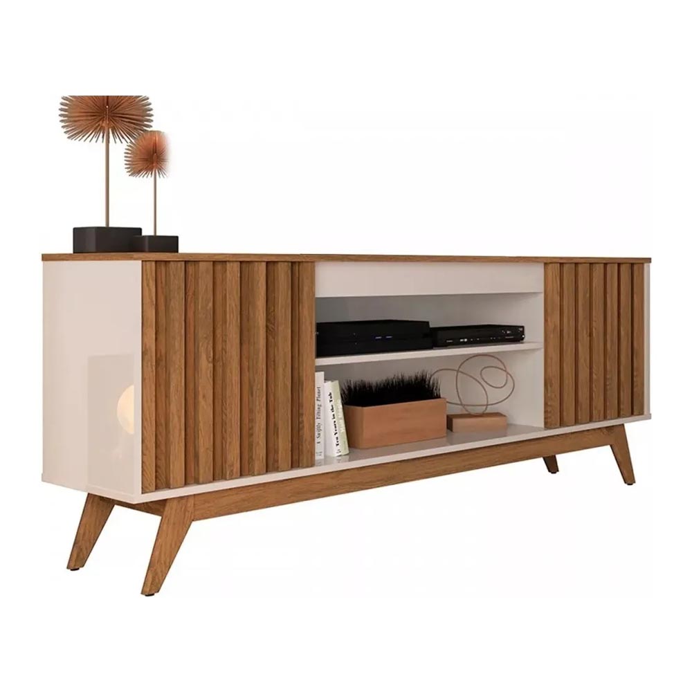 Rack para TV 60" Mika off white/freijó con 2 puertas