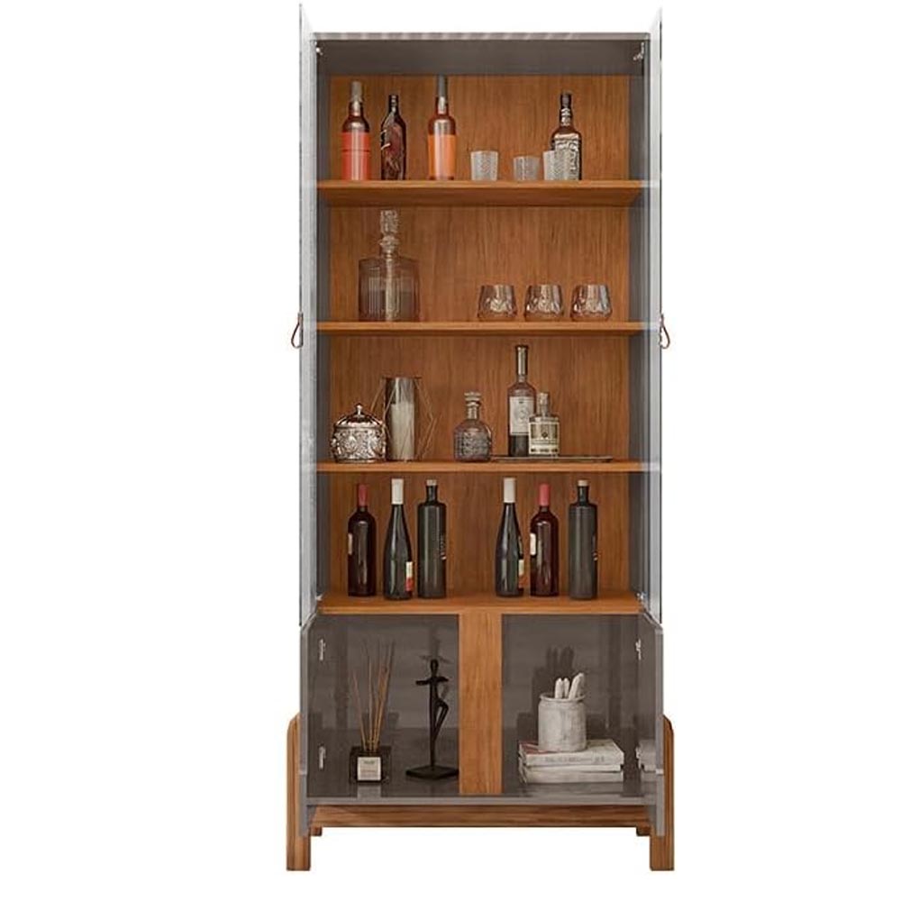 Estantería Liz cinza perola/cedro puertas de vidrio