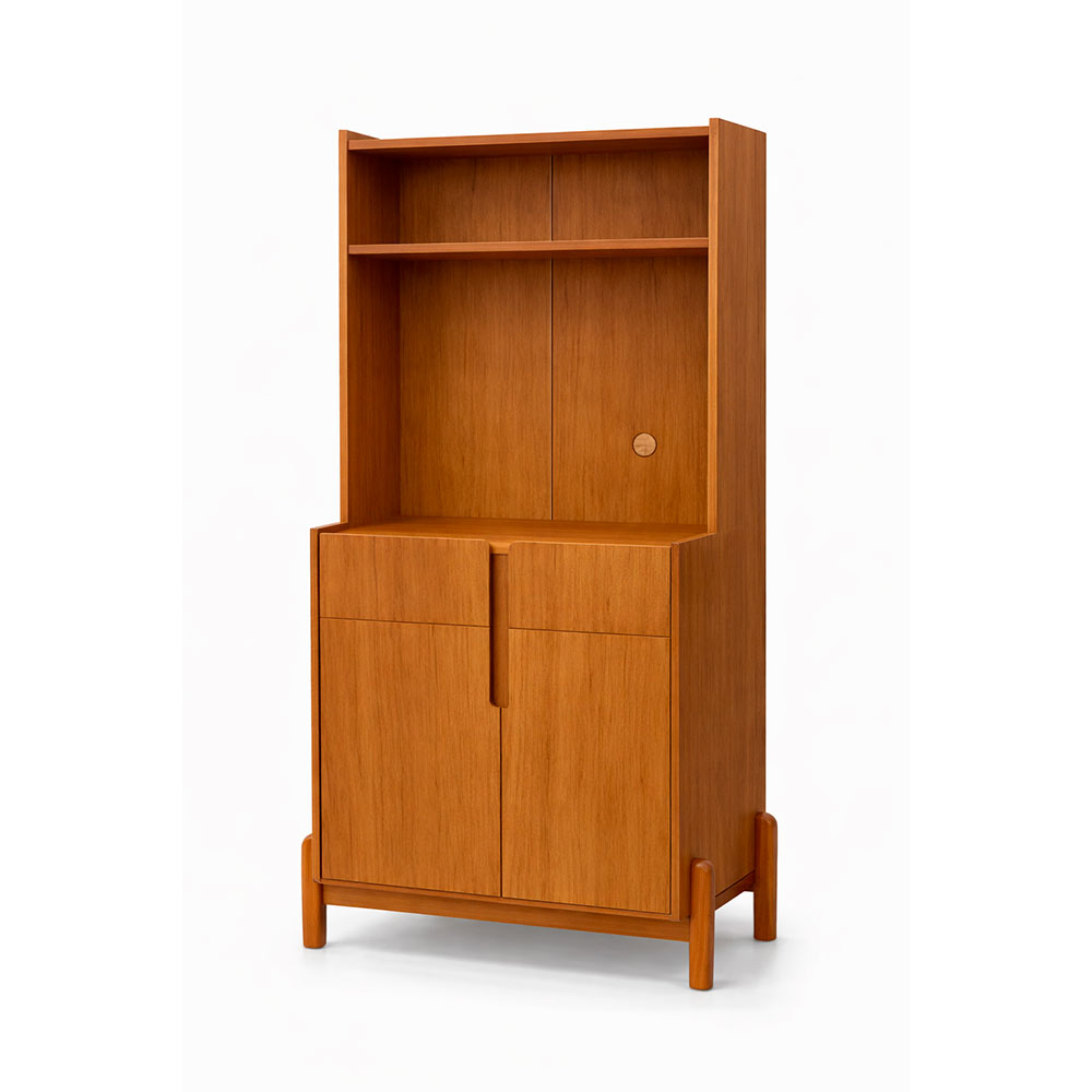 Aparador Juno color cedro con repisa + 2 puertas