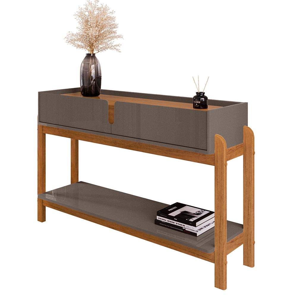 Consola Juno color gris/cedro con 2 cajones