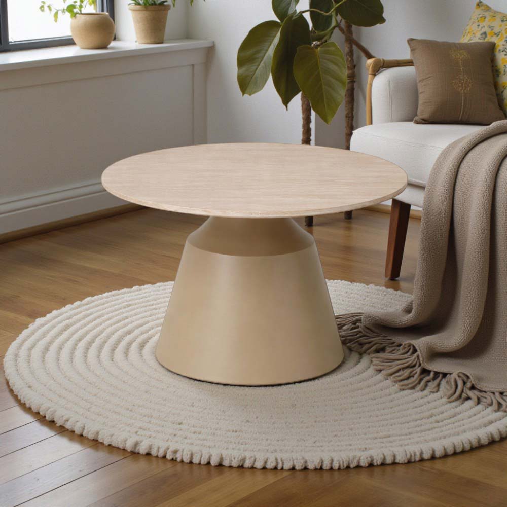 Mesa de centro Gwen wood/beige 70x43cm