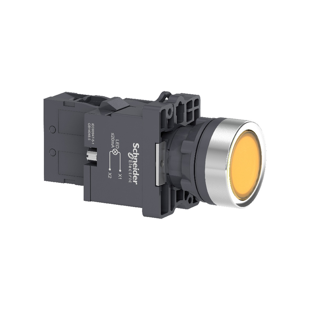 Pulsador iluminado amarillo 220 VAC 1NA XA2EW35M1