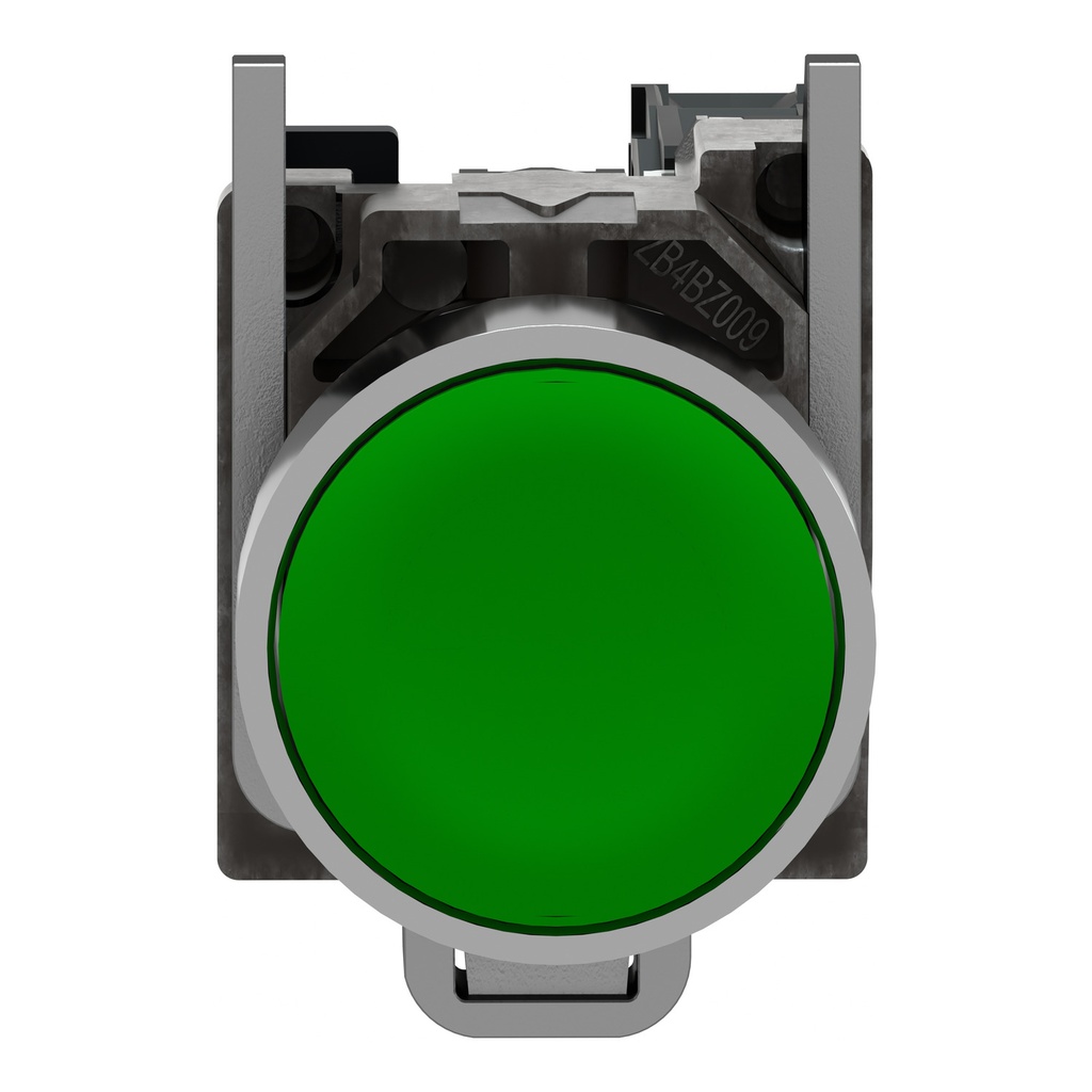 Pulsador rasante verde 1NA
