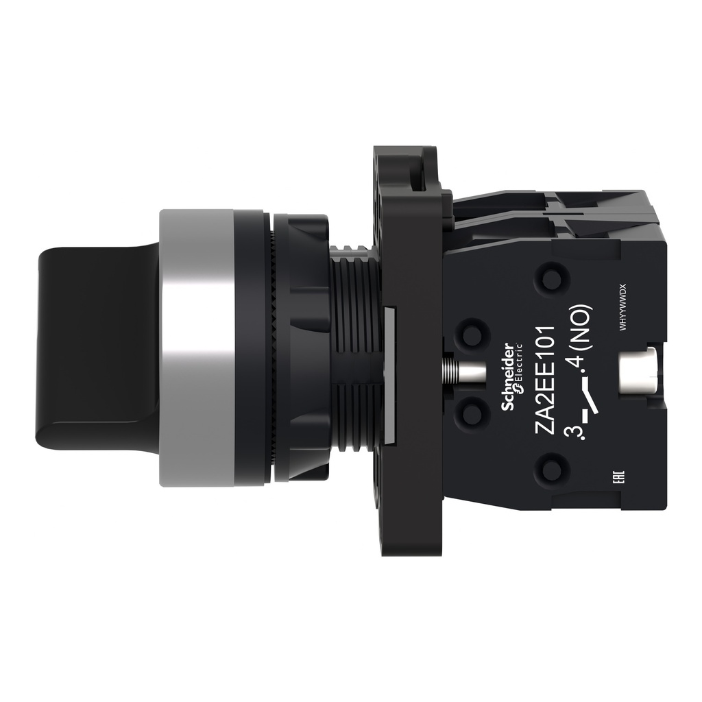 Interruptor selector negro Ø22mm 3 posiciones 2NA XB4BG33