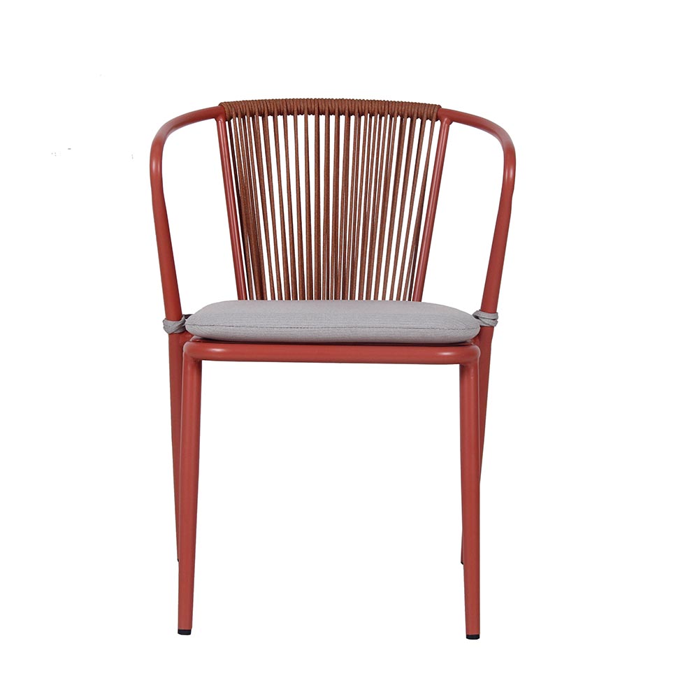 Silla de comedor exterior de aluminio rojo ladrillo