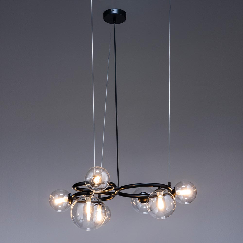 Lampara colgante Aleli negra para 7 luces