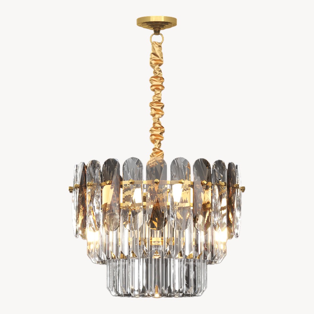 Chandelier circular 6xE14 Lara cristales ámbar/clear
