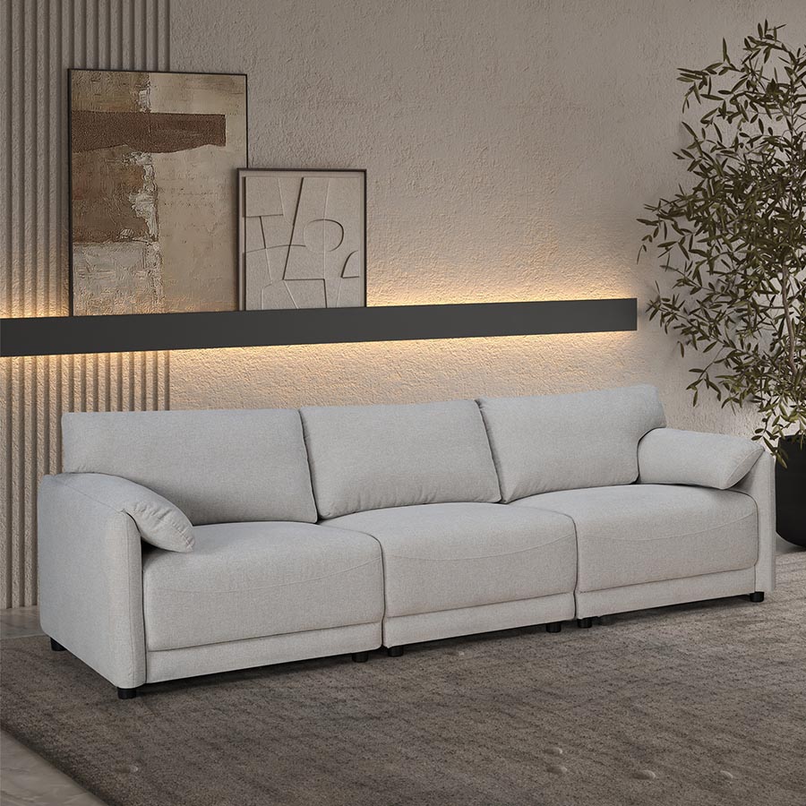 Sofa Nia 4 puestos de tela color beige