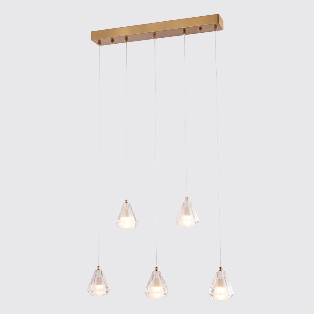 Lámpara colgante lineal 5xG9 Khai gold de cristal